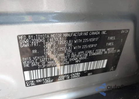 2024 Toyota Rav4 Xle z USA, uszkodzony, nr VIN 2T3P1RFV9RW448409
